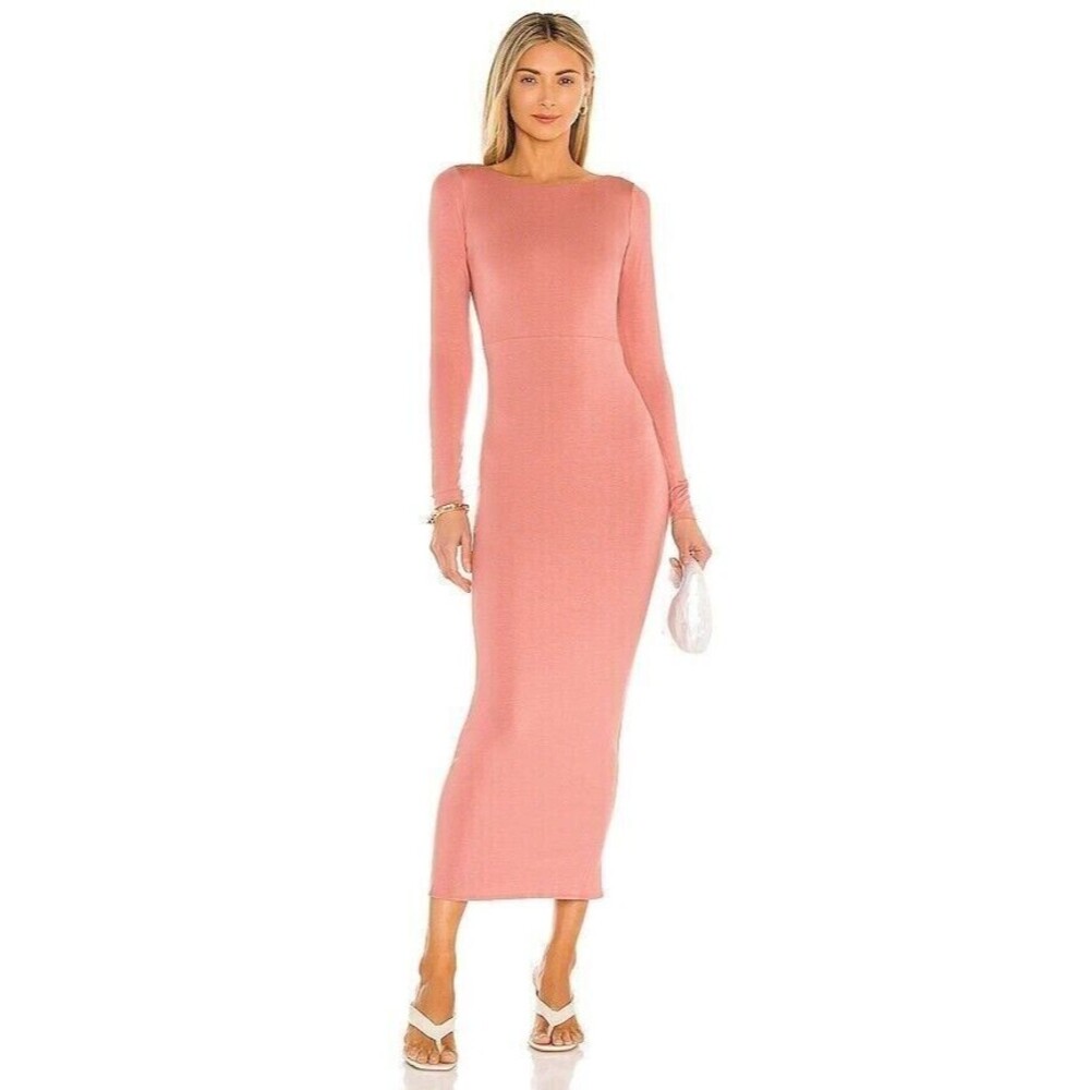 Lovers + Friends Womens Rose Pink Long Sleeve Oaklee Dress Stretchy Resort Wear